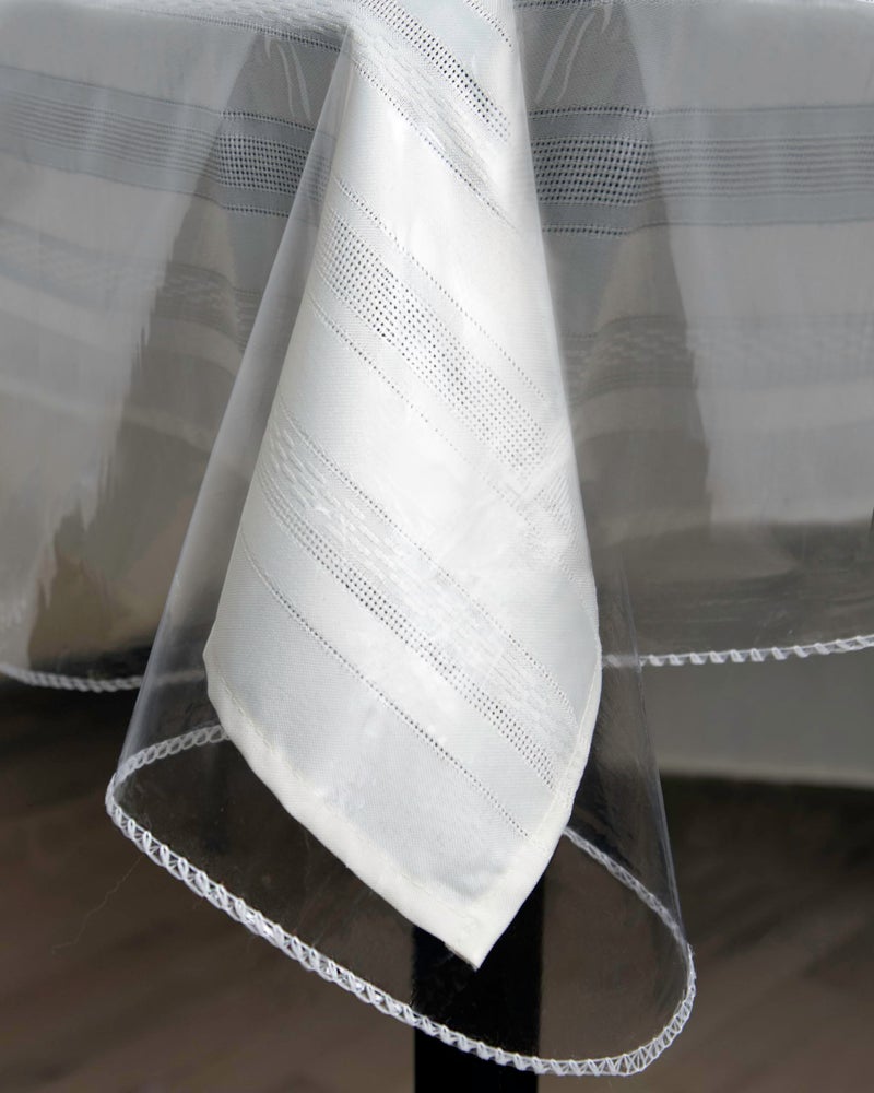 BRODER MFG. INC. Tablecloth Protector Crystal Clear Vinyl (52"x52" Square) | Thick, Durable Clear Table/Tablecloth Protector | Perfect for Parties, Special Occasions, Gatherings, and Everyday Use - Image 1